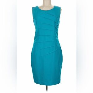 Calvin Klein Turquoise Sheath Dress • Size 2 • Ruched Waist